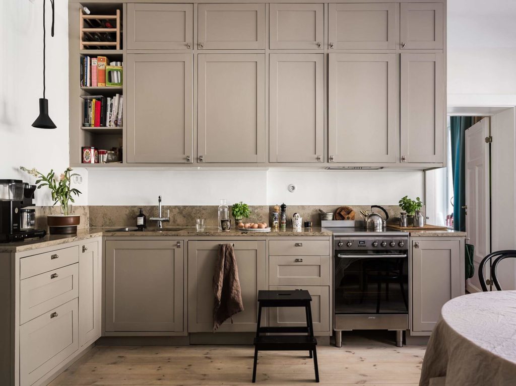 Greige coloured kitchen