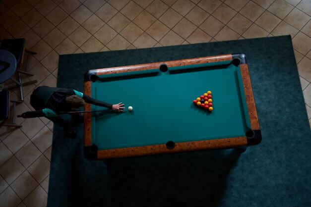 Overhead shot of a pool table
