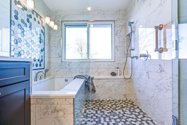 frameless glass door in wet room