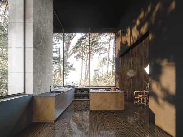 wood look tiles in kitchen