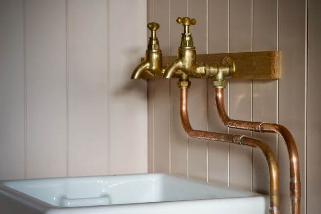 Butler sink with old style copper taps