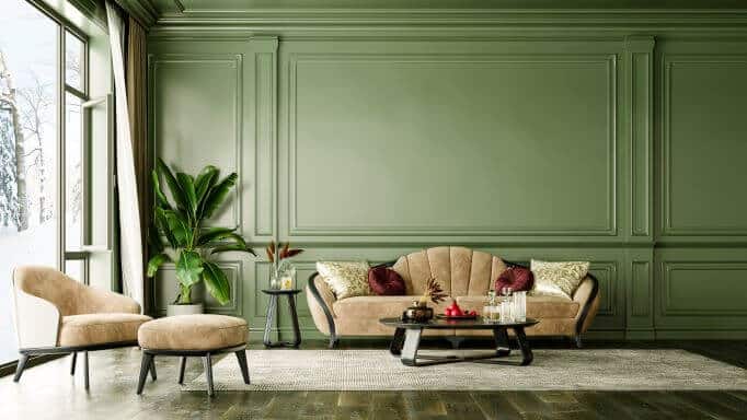 8 Paint Colour Ideas For Your Home In 2023 2 Olive coloured wood panelling