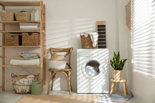 Reclaimed furniture in utility room