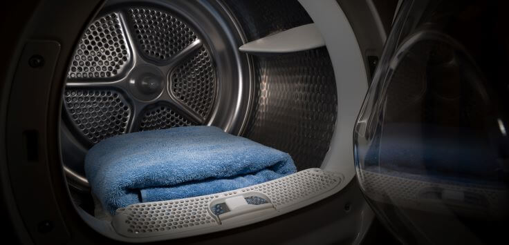 Washing machine with folded towel inside