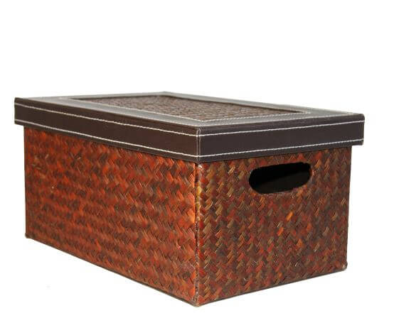 A woven box with lid