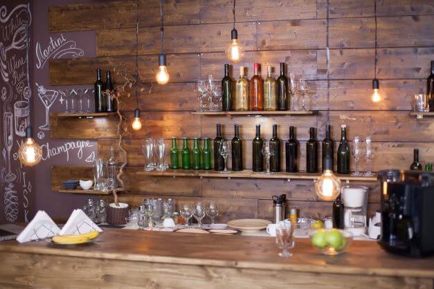 Rustic wooden home bar