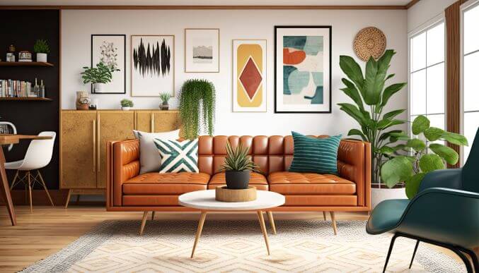 Mid century leather sofa