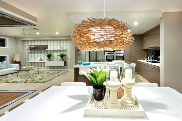 Kitchen lighting made from wicker