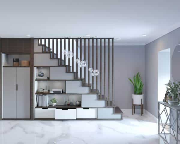 Shelves And Drawers Under Stairs 1