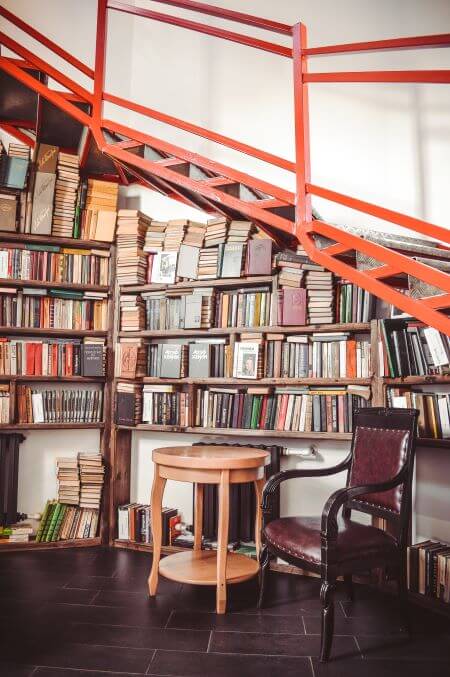 under stairs library 1